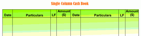 single column cash book